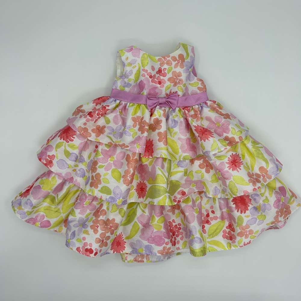 EUC George 12-18m tiered floral Easter dress with lining